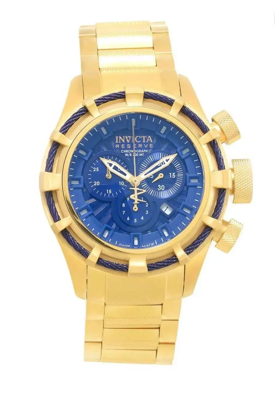 Invicta Reserve Bolt Sport Chronograph Gold-Tone Blue Dial Men's Watch 19521